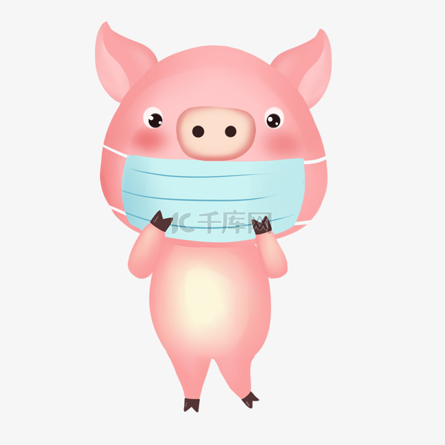 可爱戴口罩猪猪
