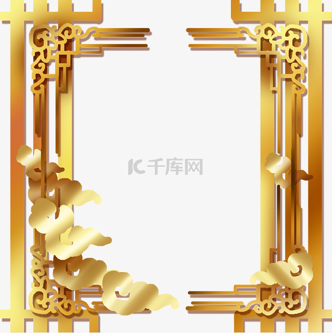 春节金色花纹边框