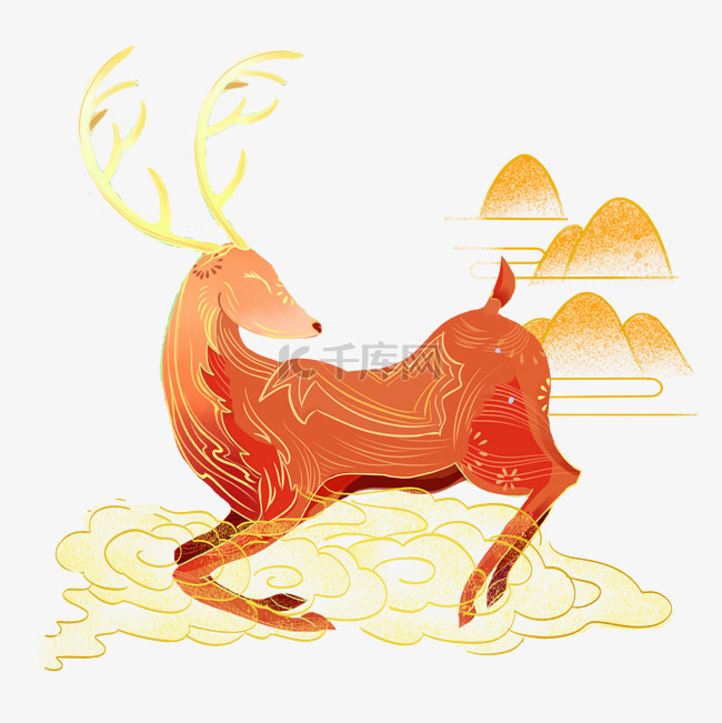 神话传说仙鹿素材
