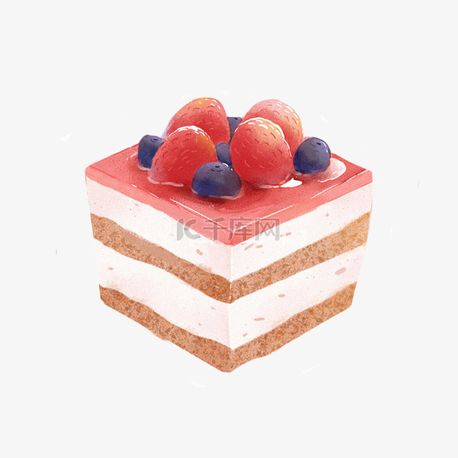 草莓蓝莓酱小蛋糕素材