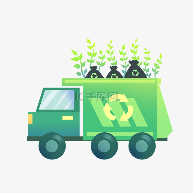 绿色垃圾回收车