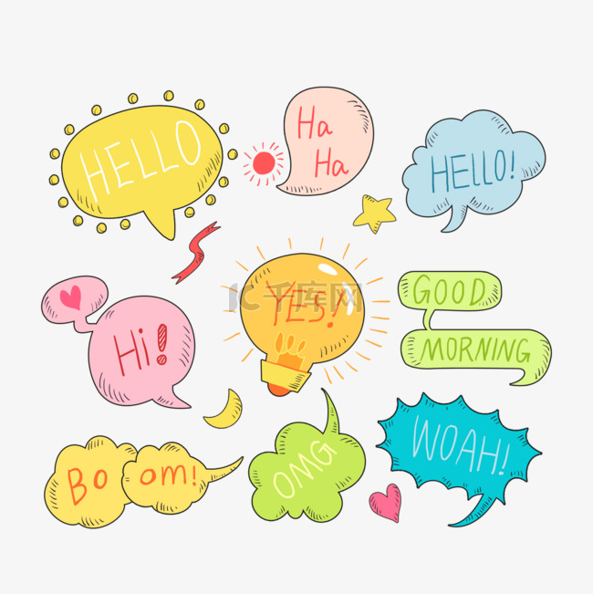 手绘彩色社交语对话框