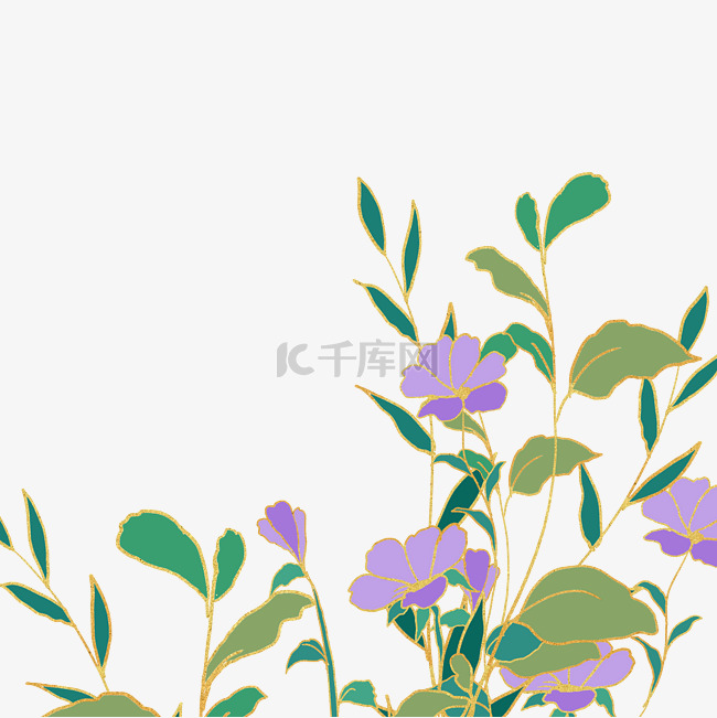 金边紫色花枝
