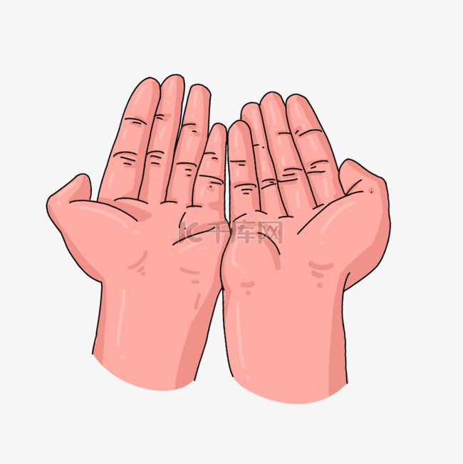 线性手绘风格卡通祈祷的手势双手