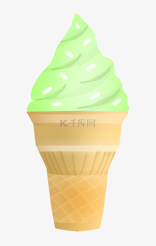 绿色冰淇淋甜筒