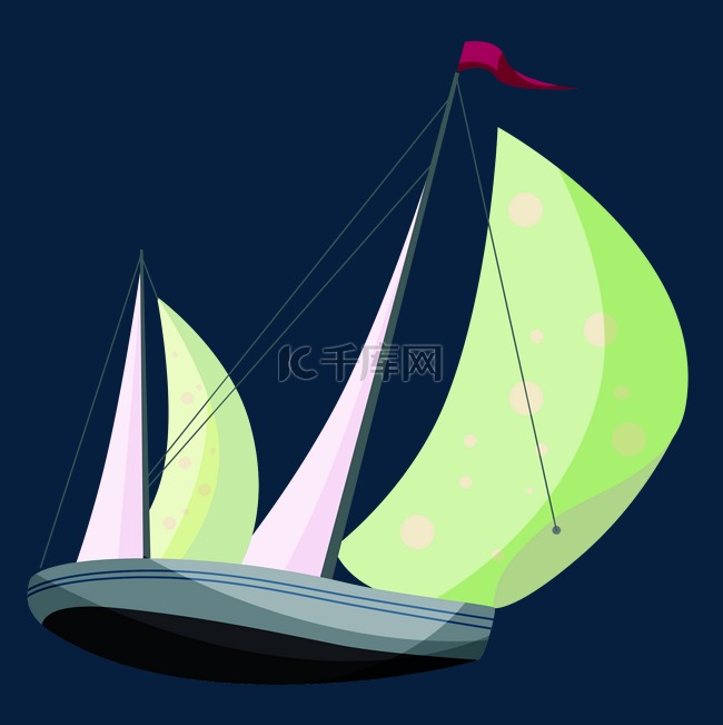 绿色旗帜帆船