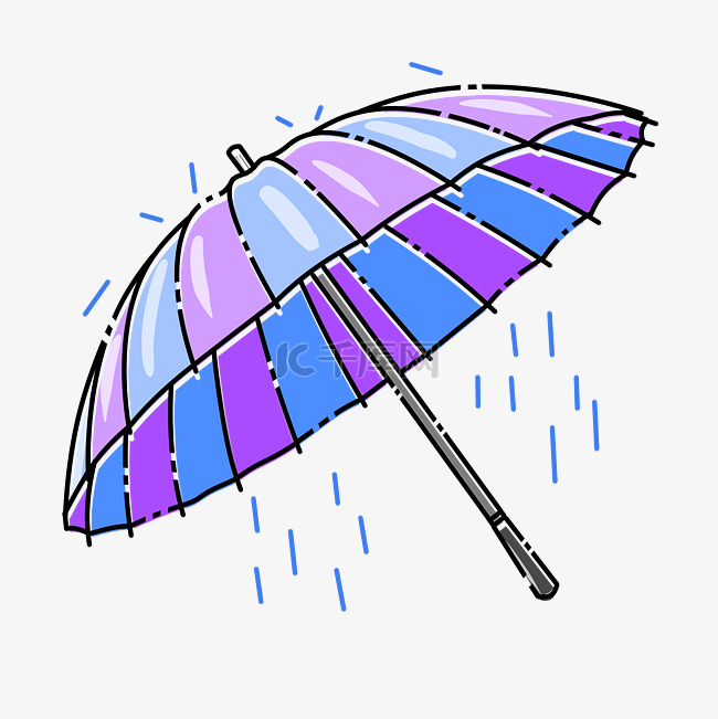 蓝色雨伞装饰