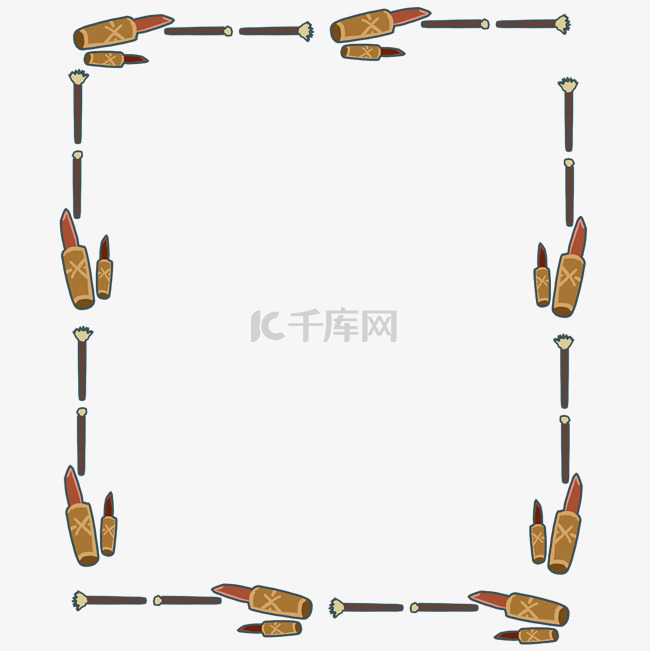 棕色口红围绕边框