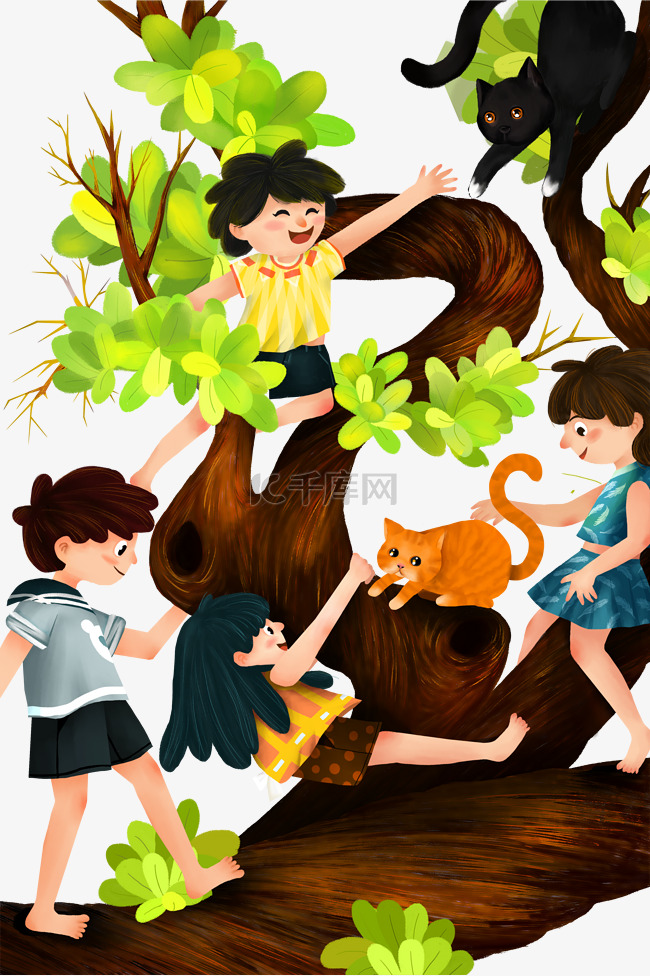 儿童树上玩耍