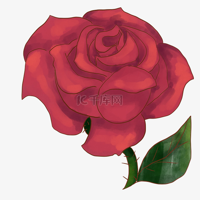 红色的手绘花朵插画