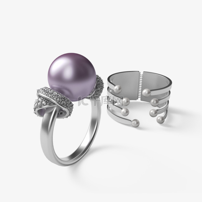 紫珍珠戒指立体元素