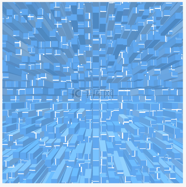 矢量手绘蓝色立体方块