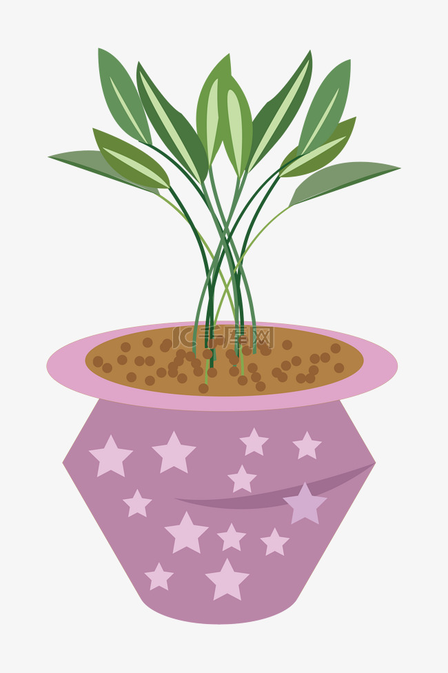 粉色植物盆栽插画