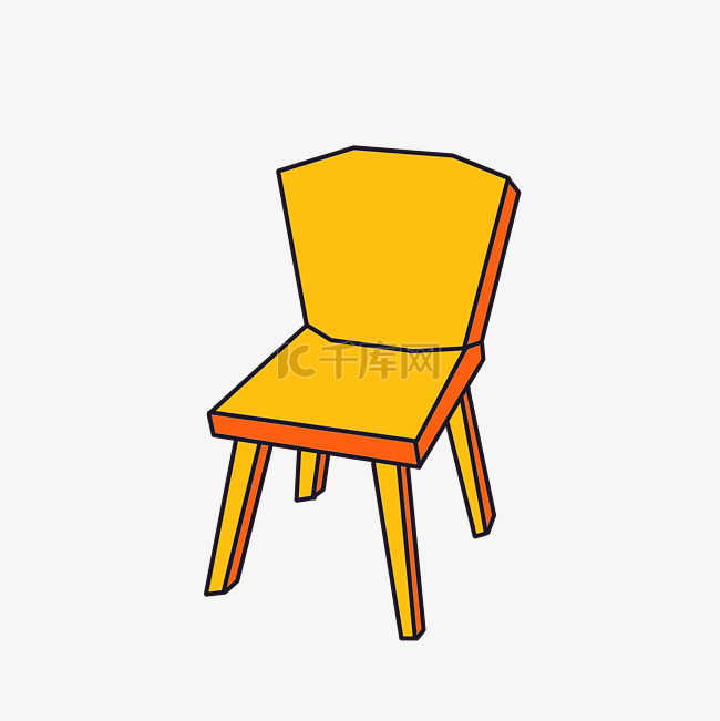 黄色方形小椅子插画