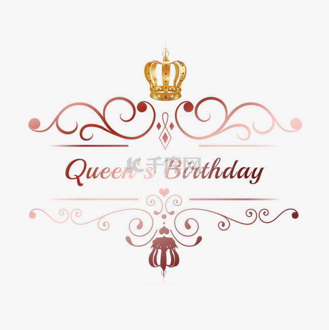 金色女王的生日皇冠边框元素