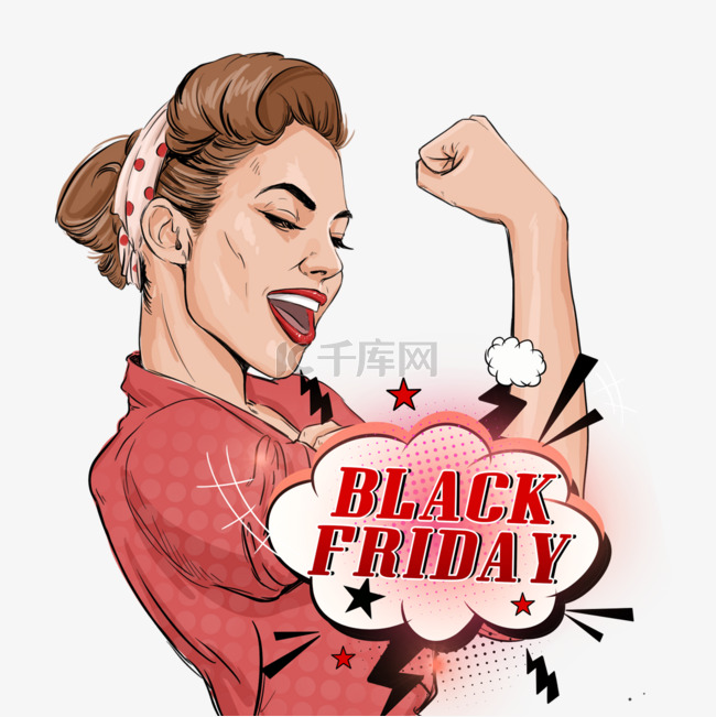 black friday复古红色女人黑五