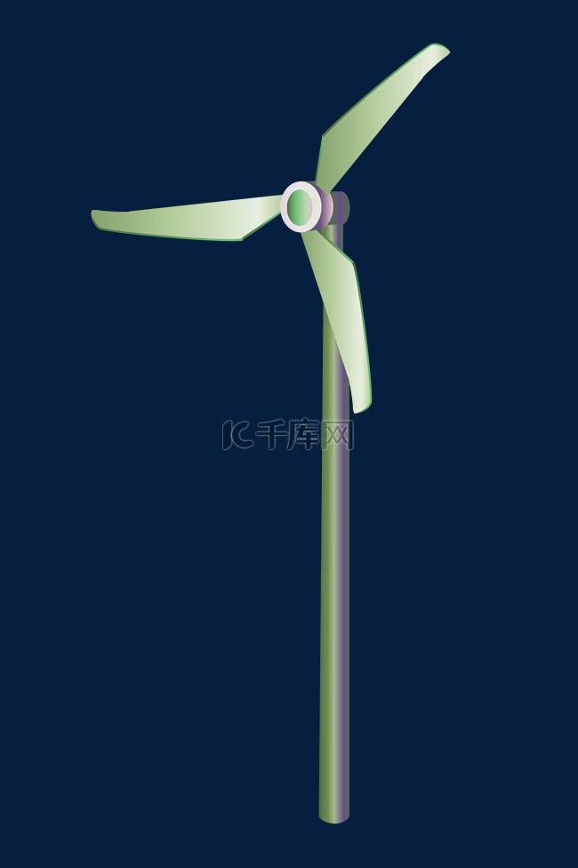 绿色的转动风车插画