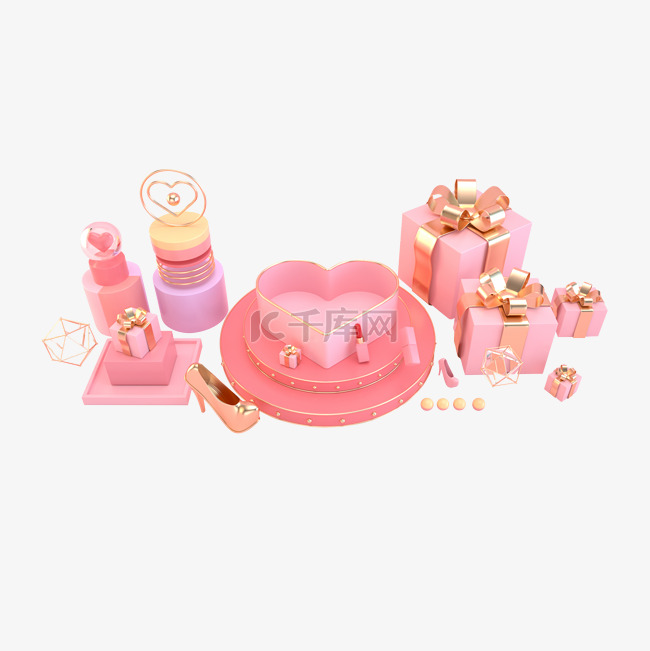 粉色创意心形盒子