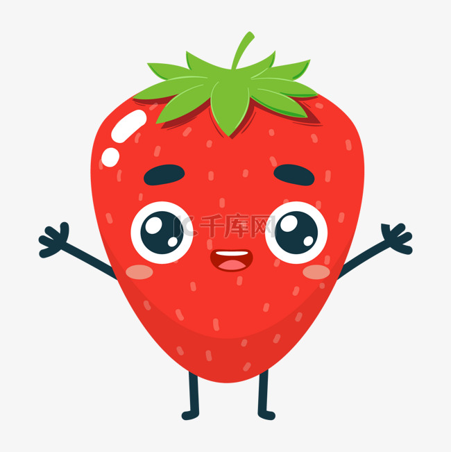 单个拟人草莓水果