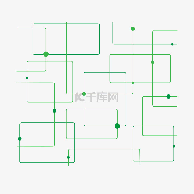 绿色大小圆点线条点阵图