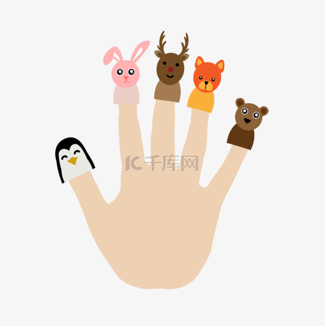 svg卡通可爱的手指动物指套