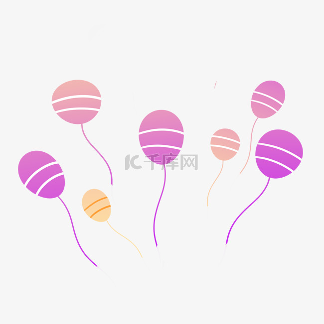 紫色浪漫矢量气球漂浮元素