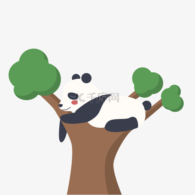 可爱熊猫树上睡觉