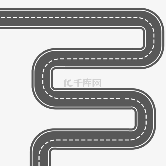 黑色弯曲道路公路跑车赛道手绘城