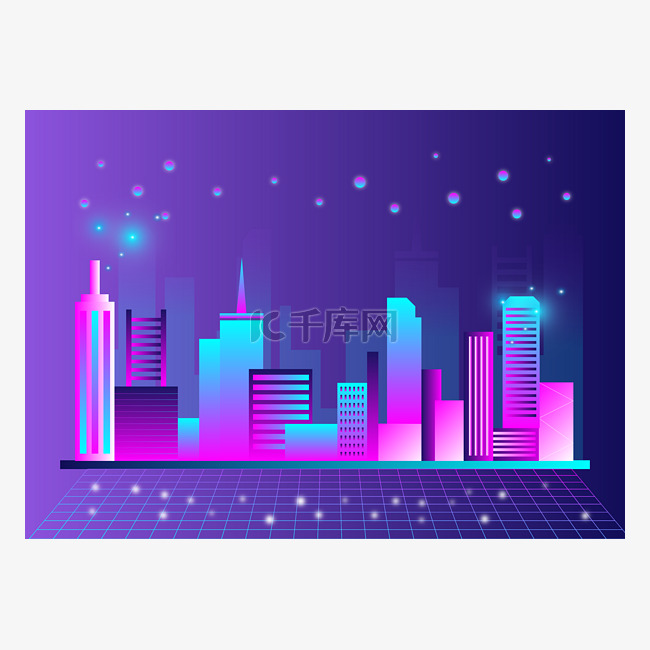 科技紫色城市大楼