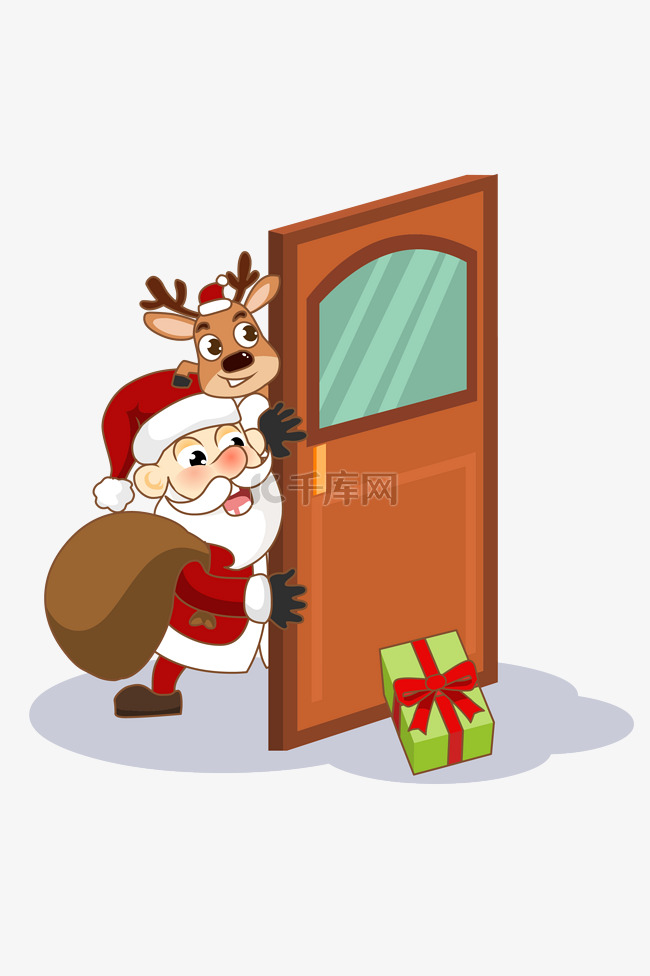 门后的圣诞老人