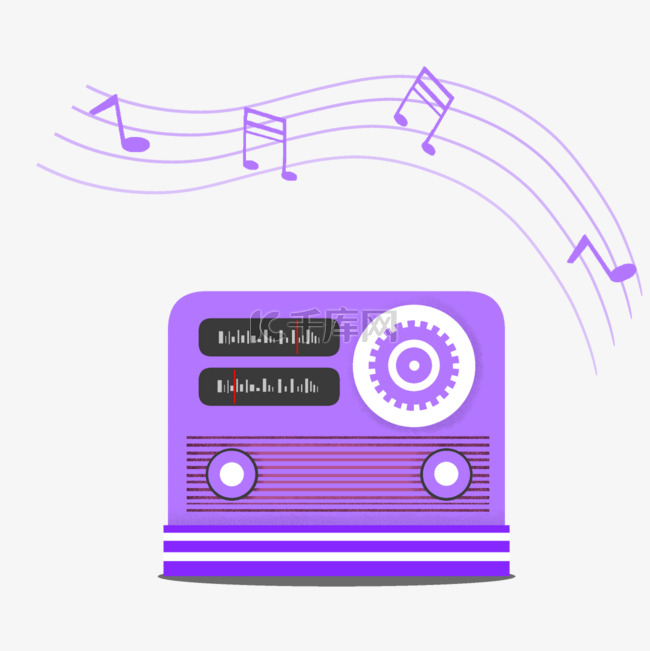 手绘复古紫色收音机