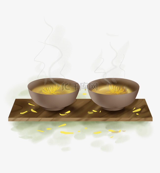 古风菊花茶和茶具