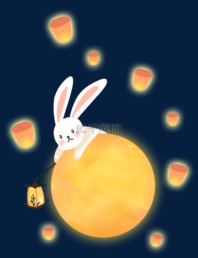 秋节可爱月兔花灯月亮