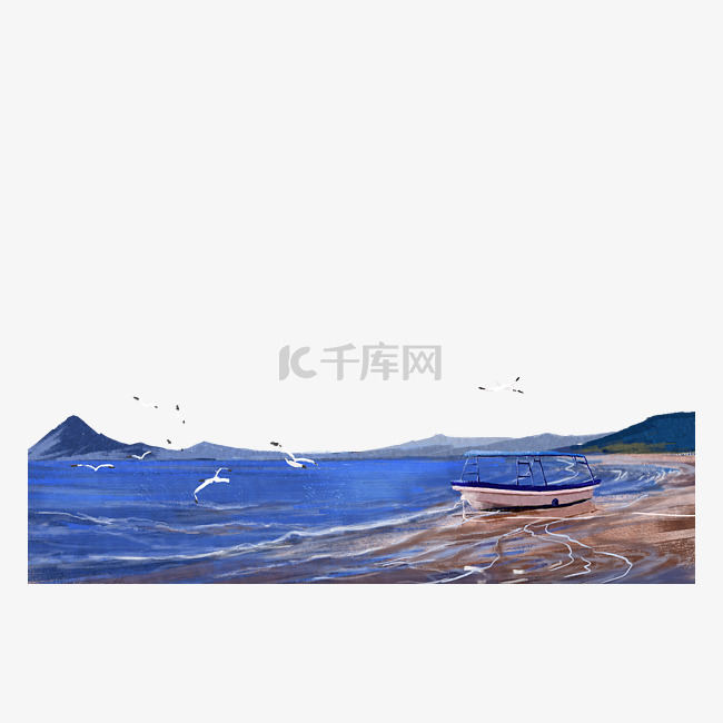 油画风景油画背景海景船舶唯美插