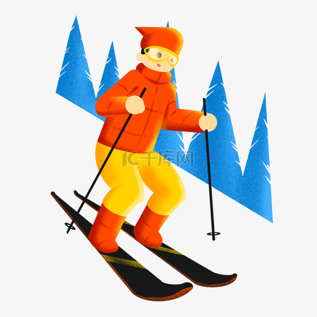红色扁平肌理冬奥会滑雪运动