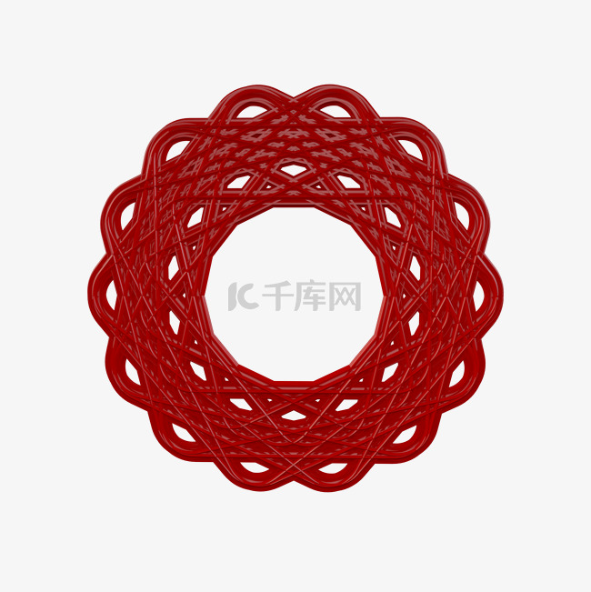 C4D创意立体红色中国风装饰边框