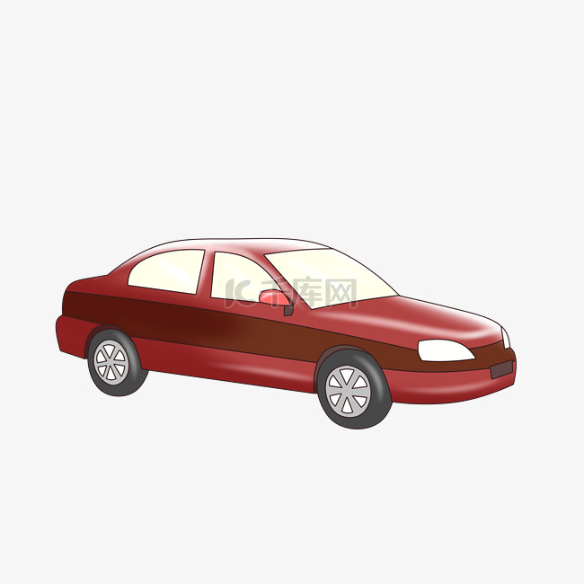 一辆红色小轿车插图