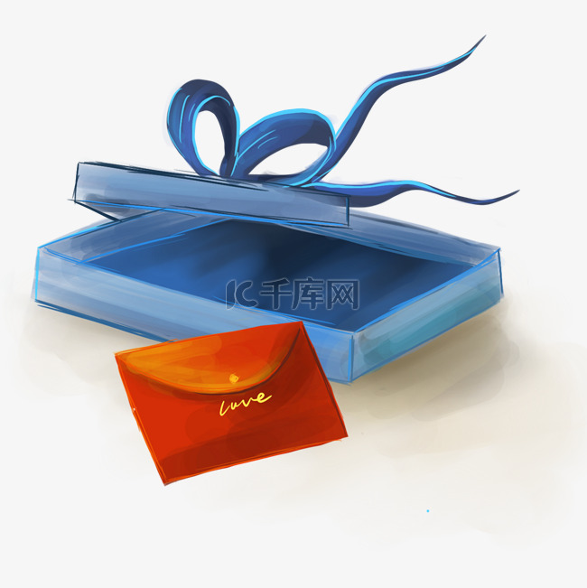 红色信封和蓝色礼盒