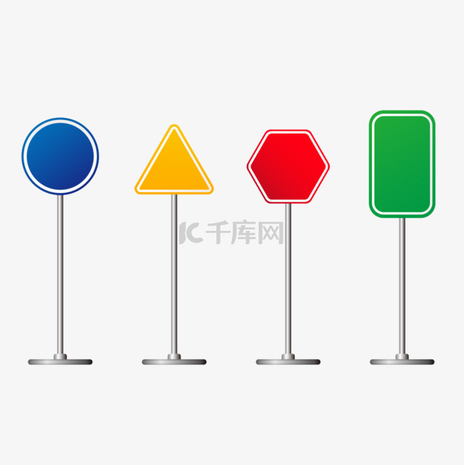 站立式写实风格交通信号指示牌