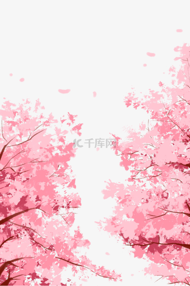 春季粉色樱花树