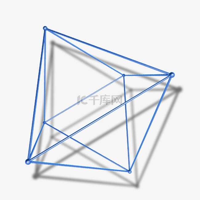 C4D蓝色不规则几何线条