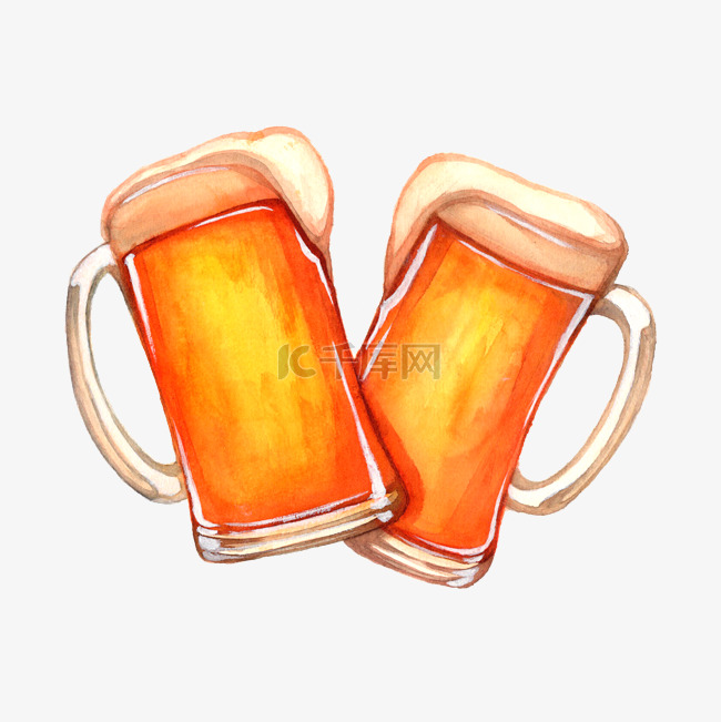 水彩手绘啤酒装饰画