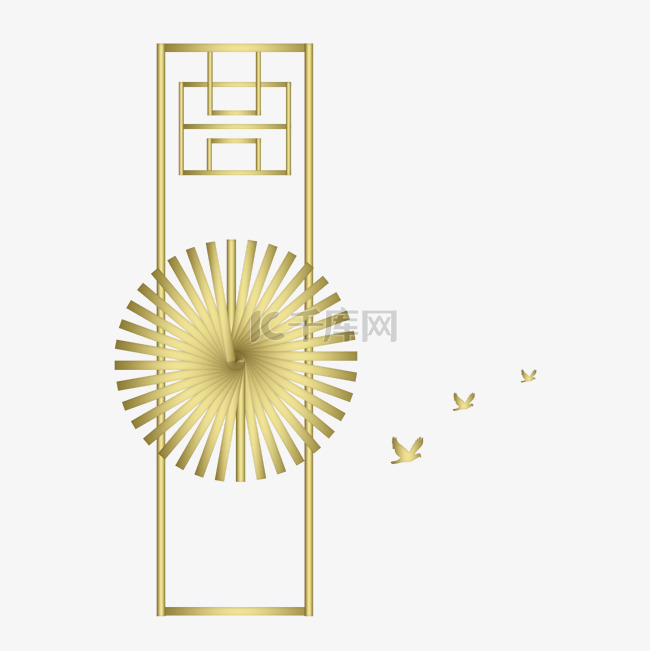 中国风金色花纹扇子