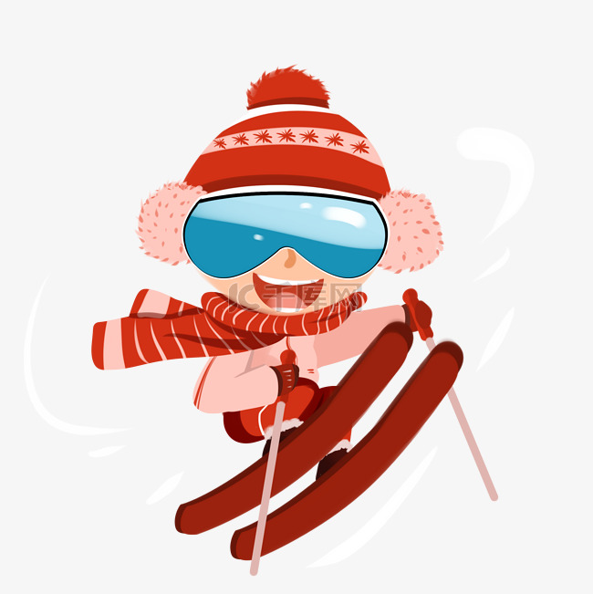 单个儿童滑雪女孩