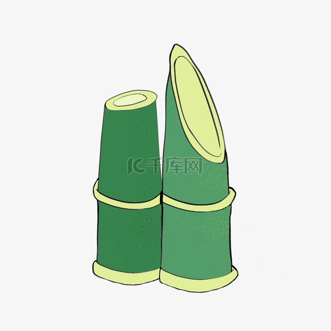 绿两节色的竹节元素