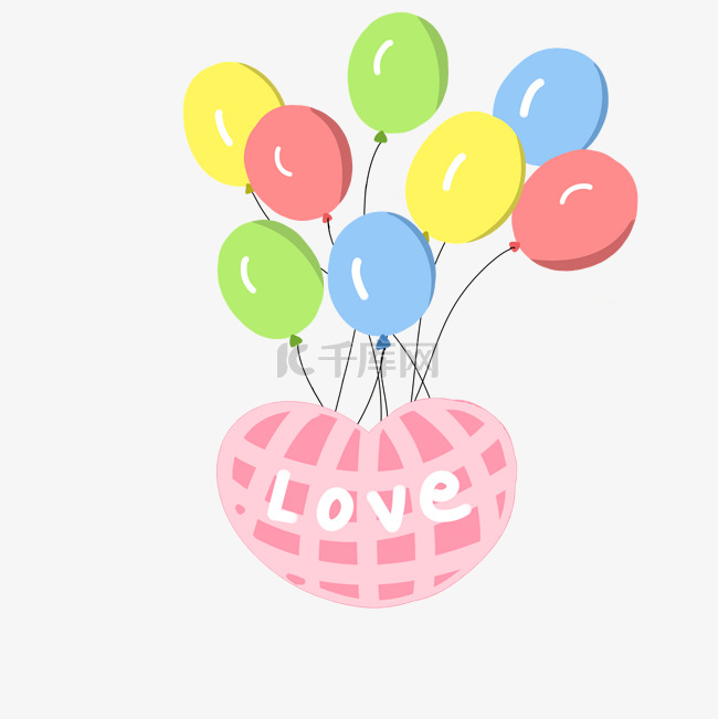 情人节爱心气球手绘装饰