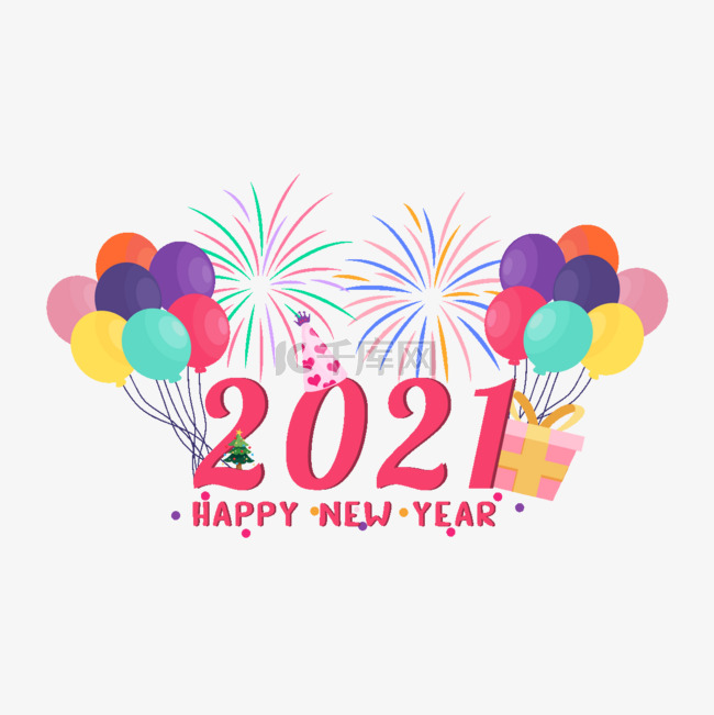 新年2021粉色烟花庆典