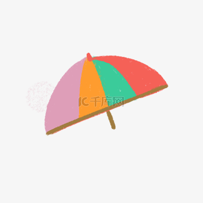 手绘卡通彩色的太阳伞免扣元素