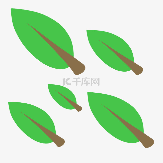 简约绿色树叶插画海报免抠元素