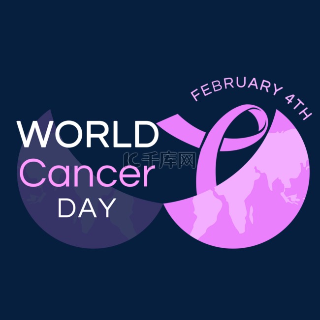 world cancer day 创意地球紫色丝带